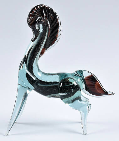 Murano Figurines Horse Blue Brown - No Box