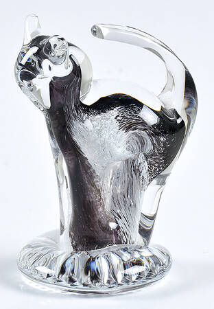 Murano Figurines Small Cat Black And White - No Box