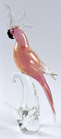 Murano Figurines Cockatoo-Pink With Gold - No Box
