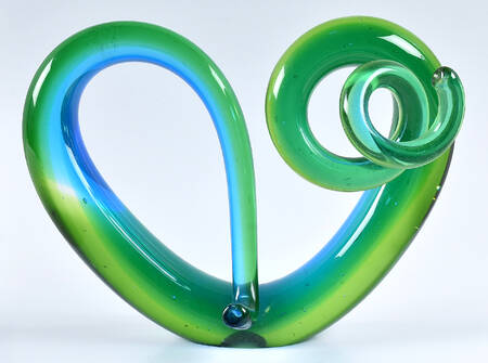Murano Figurines Heart Swirl-Blue,Green - No Box