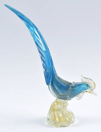 Murano Figurines Pheasant-Blue With Gold Flecks - No Box