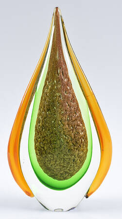 Murano Figurines Teardrop- Amber, Green, Gold Glitter - No Box