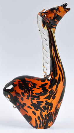 Murano Figurines Giraffe-Dark Amber And Black - No Box