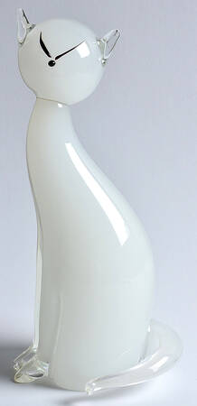 Murano Figurines White Siamese Cat - No Box