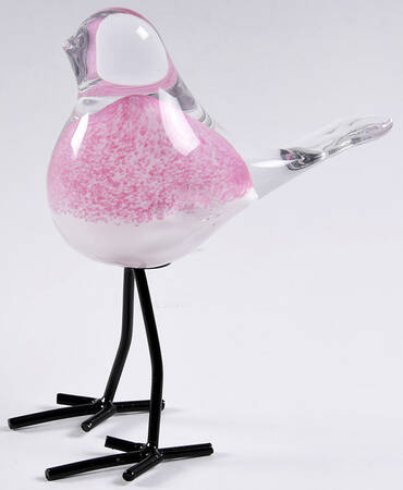 Murano Figurines Pink Bird Metal Legs - No Box