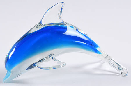 Murano Figurines Dolphin Leaping-Blue And White - No Box