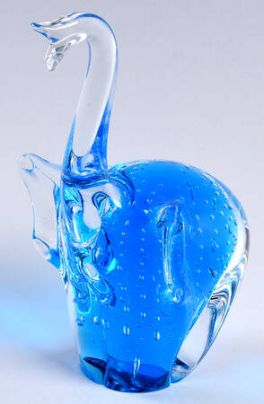 Murano Figurines Elephant Blue Bubbles - No Box