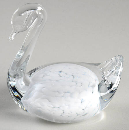 Murano Figurines Swan- Clear With White - No Box