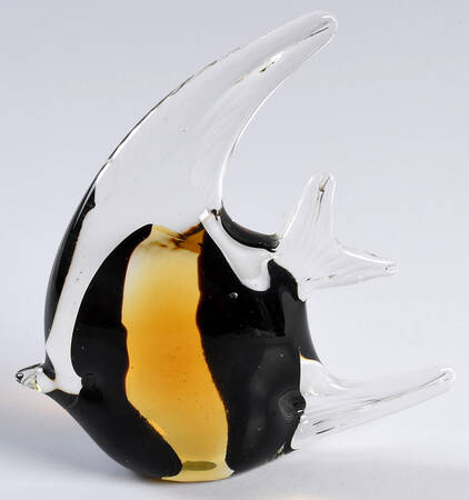 Murano Figurines Angelfish-Brown,Amber Stripe - No Box
