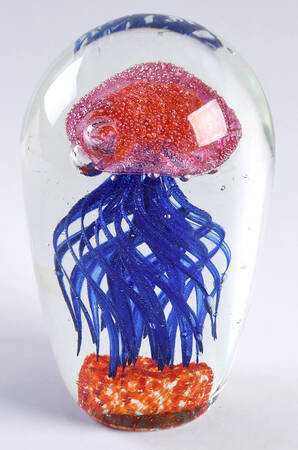 Murano Figurines Jellyfish-Red,Blue,Orange - No Box