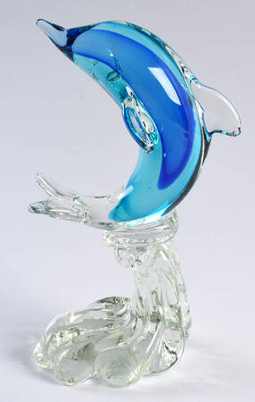 Murano Figurines Dolphin On Wave-Blue - No Box