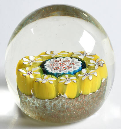 Murano Figurines Millefiore-Yellow,White,Paperweight - No Box