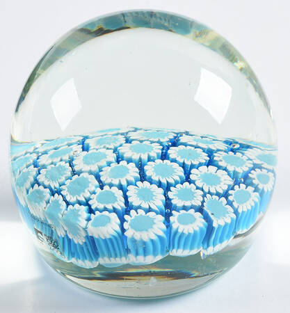 Murano Figurines Millefiore -Blue,White Paperweight - No Box