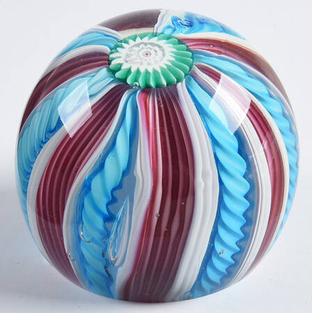 Murano Figurines Red,White,Blue Stripes,Swirl,Paperweight - No Box