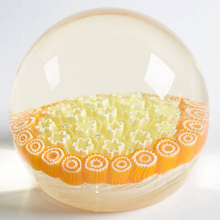 Murano Figurines Millefiore-Yellow And Orange,Paperweight - No Box