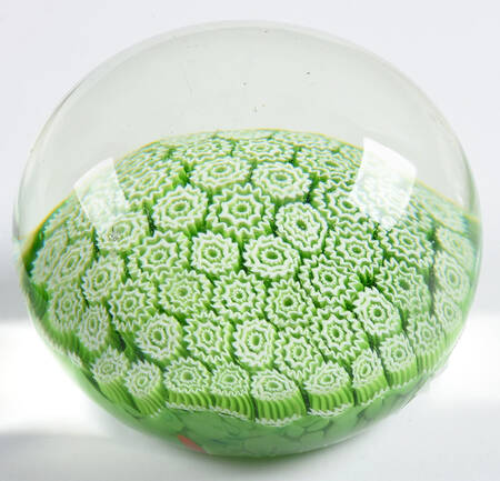 Murano Figurines Millefiore- Green, White,Paperweight - No Box