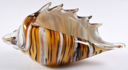 Murano Figurines Shell White Yellow Brown - No Box