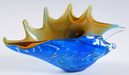 Murano Figurines Shell Blue Yellow - No Box