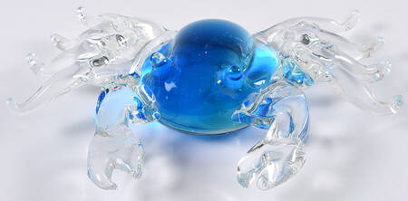 Murano Figurines Crab-Blue And Clear - No Box