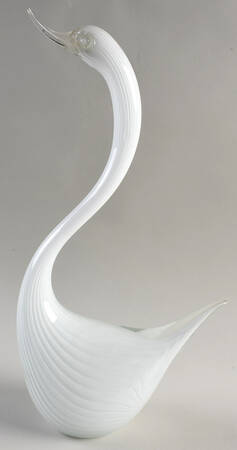 Murano Figurines Swan Head Up White - No Box