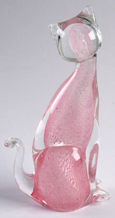 Murano Figurines Cat-Pink - No Box