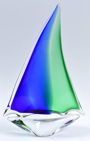 Murano Figurines Sailboat-Blue,Green,Clear - No Box
