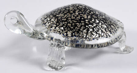 Murano Figurines Turtle Black Silver Flecks - No Box Nb626