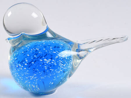 Murano Figurines Bird Blue White Dots - No Box