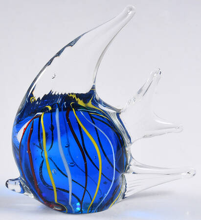 Murano Figurines Tropical Fish Blue Multicolor Stripes - No Box