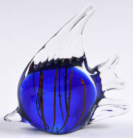 Murano Figurines Tropical Fish Blue Red Stripes - No Box