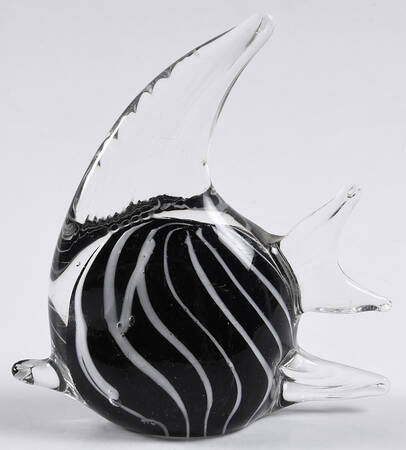 Murano Figurines Tropical Fish Black White Stripes - No Box