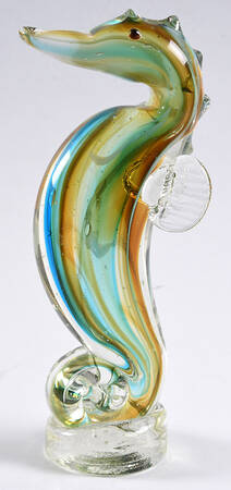 Murano Figurines Seahorse-Blue,Amber - No Box