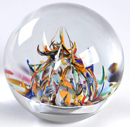 Murano Figurines Paperweight-Multicolor Streams On Bubble - Nb641, No Box
