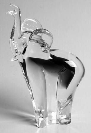 Murano Figurines Elephant Clear Black - No Box