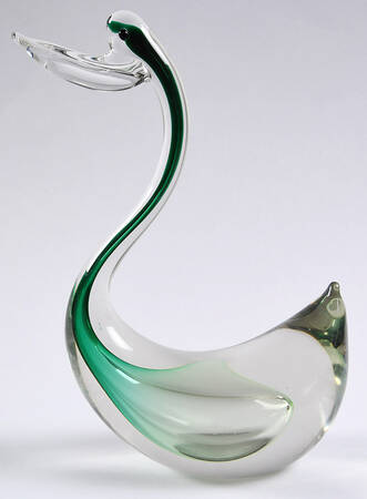 Murano Figurines Swan - Green - Nb647, No Box