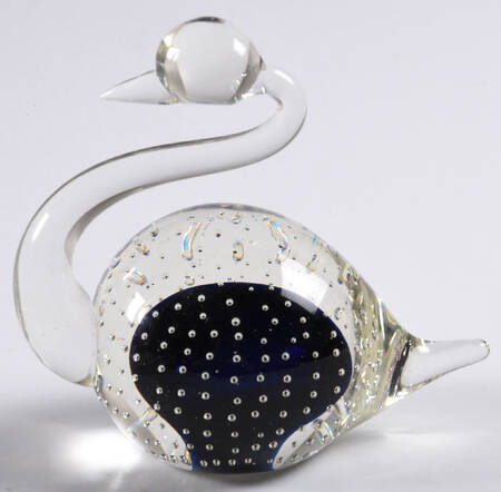 Murano Figurines Swan-Blue,Controlled Bubbles - Nb684, No Box