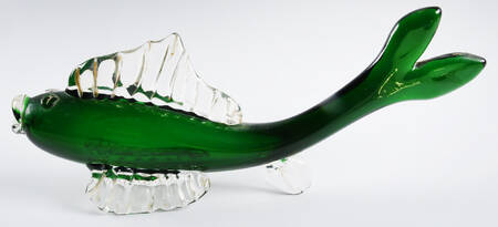 Murano Figurines Fish-Green, Clear Fins - Nb676, No Box