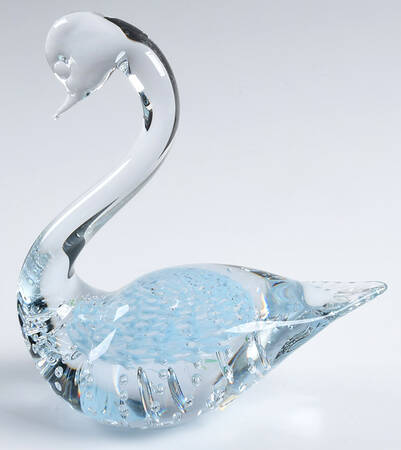Murano Figurines Swan-Light Blue & Bubbles  - Nb672  No Box