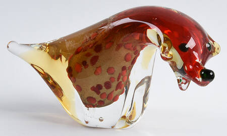 Murano Figurines Dog- Red Spots On Gold - Nb668, No Box
