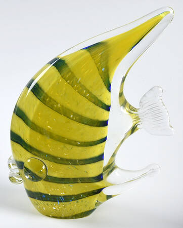 Murano Figurines Angelfish-Yellow,Blue Stripes - Nb666, No Box