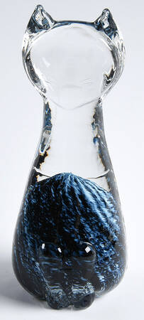 Murano Figurines Cat-Blue,White Swirl Bubble - Nb663, No Box