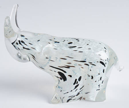Murano Figurines Goat-White,Black Spots - Nb659, No Box