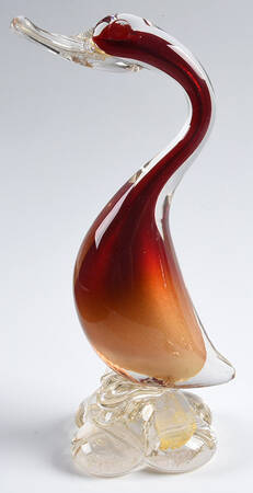 Murano Figurines Duck-Red,Gold - Nb654, No Box