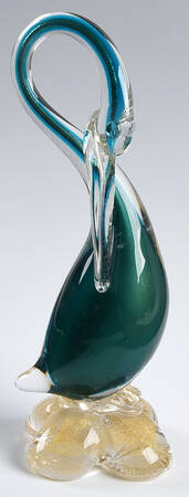 Murano Figurines Swan-Blue Green,Gold - No Box