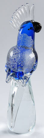 Murano Figurines Cockatoo-Blue,White,Clear Base - No Box