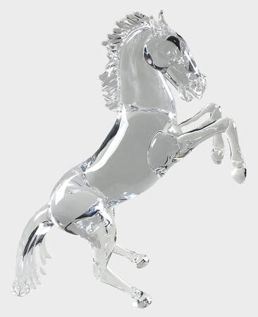 Murano Figurines Rearing Horse Clear-Arnaldo Zanella - Nb689, No Box
