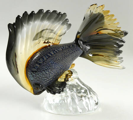 Murano Figurines Fish-Amber,Cobalt,Silver - Nb693, No Box