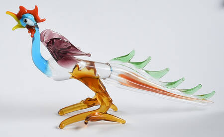 Murano Figurines Rooster Long Tail - Nb699, No Box