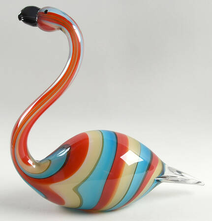 Murano Figurines Bird-Red,Blue,Tan,Color Swirls - Nb697, No Box