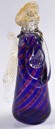 Murano Figurines Angel Blue Flecks - Nb704, No Box